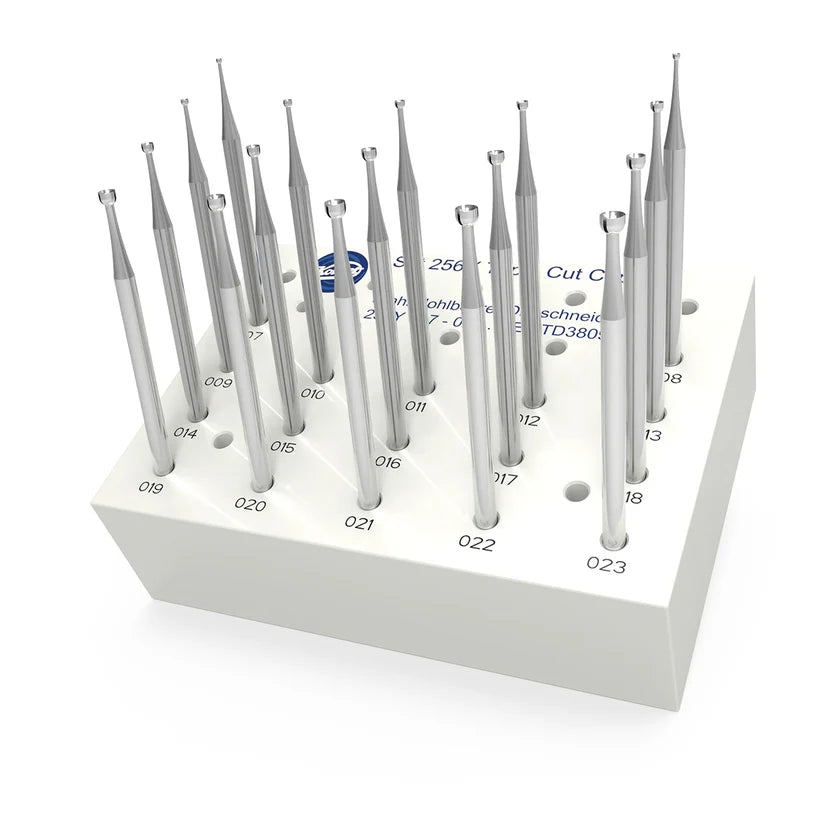 Komet Bur Set of 17 Triple Cut Cup Fig. 256Y (Sizes 0.70 - 2.30mm)