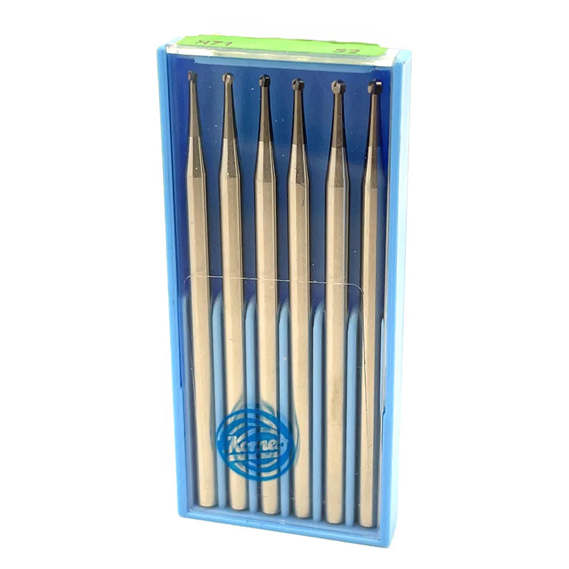 [127-1585] Komet Carbide Bur Set of 6 Round Fig. H71 (Sizes 0.90 - 1.40mm)