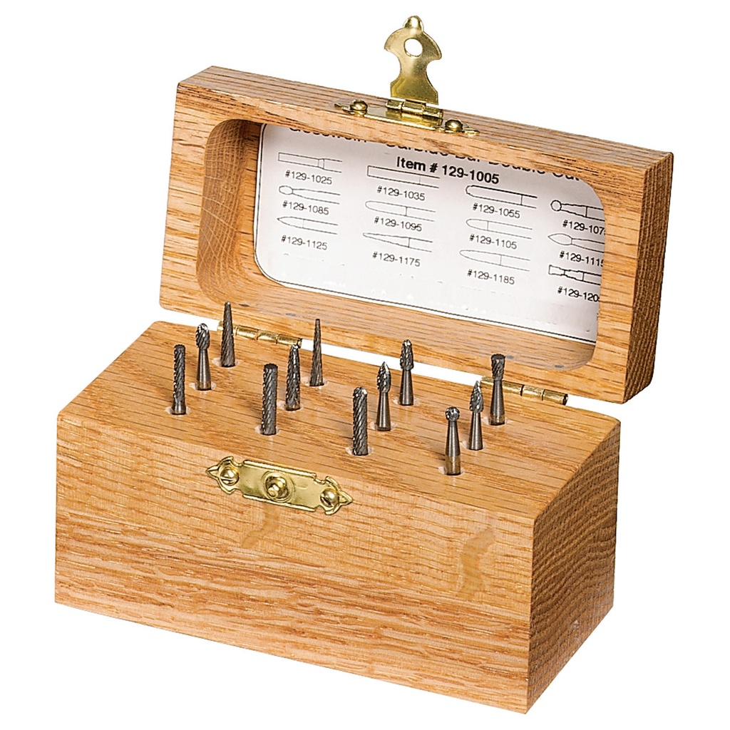 [129-1005] Solid Carbide Small Bur Set - 1/8" Shank, 1-1/2" Long, Double Cut