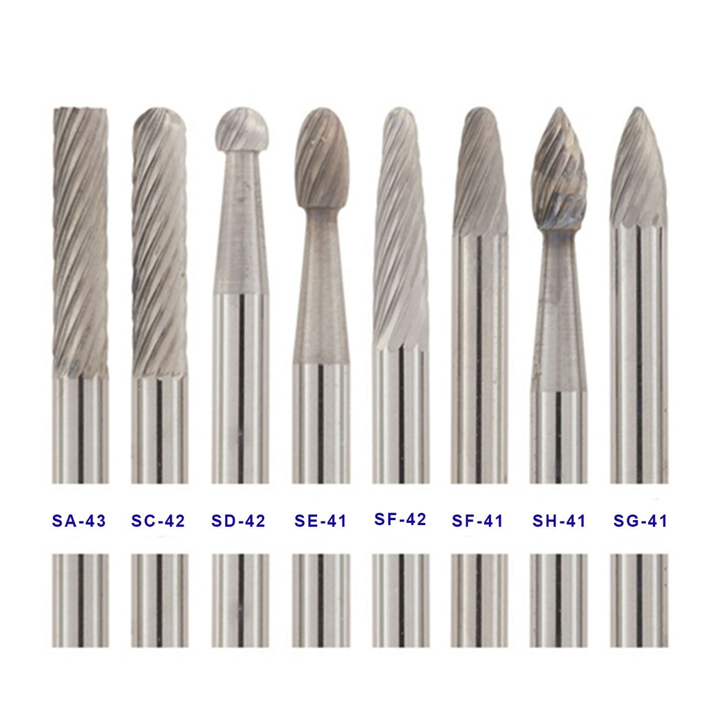 1-1/2" Solid Carbide Burs - 1/8" Shank, 1/16" x 1/4" Plain Cut