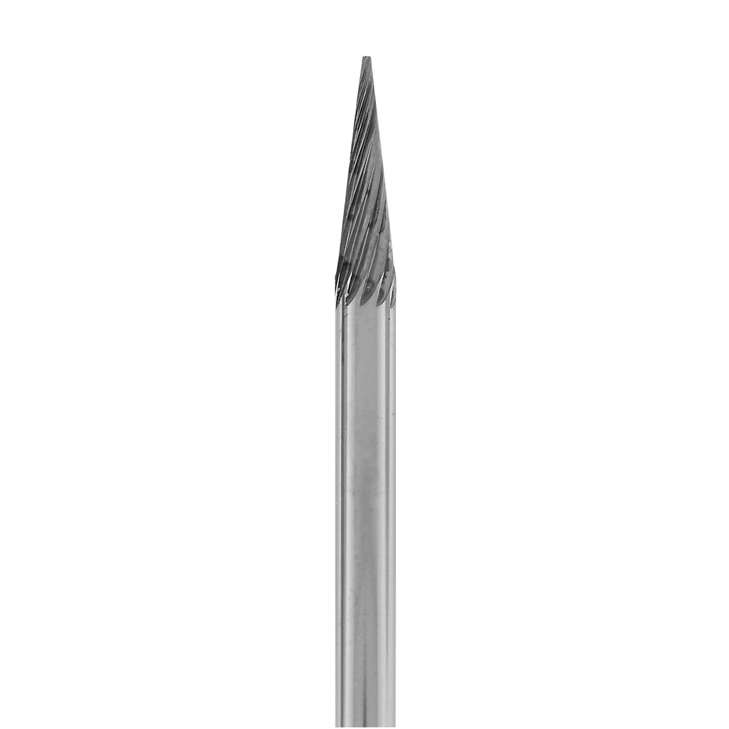 Solid Carbide Burs, 3" Long, 1/8" Shank - 1/8" x 7/16", Double Cut