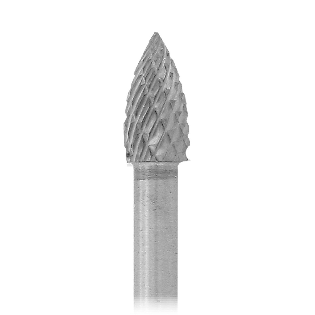 1-1/2" Solid Carbide Burs - 1/8" Shank, 3/16" x 3/8" Plain Cut, Flame
