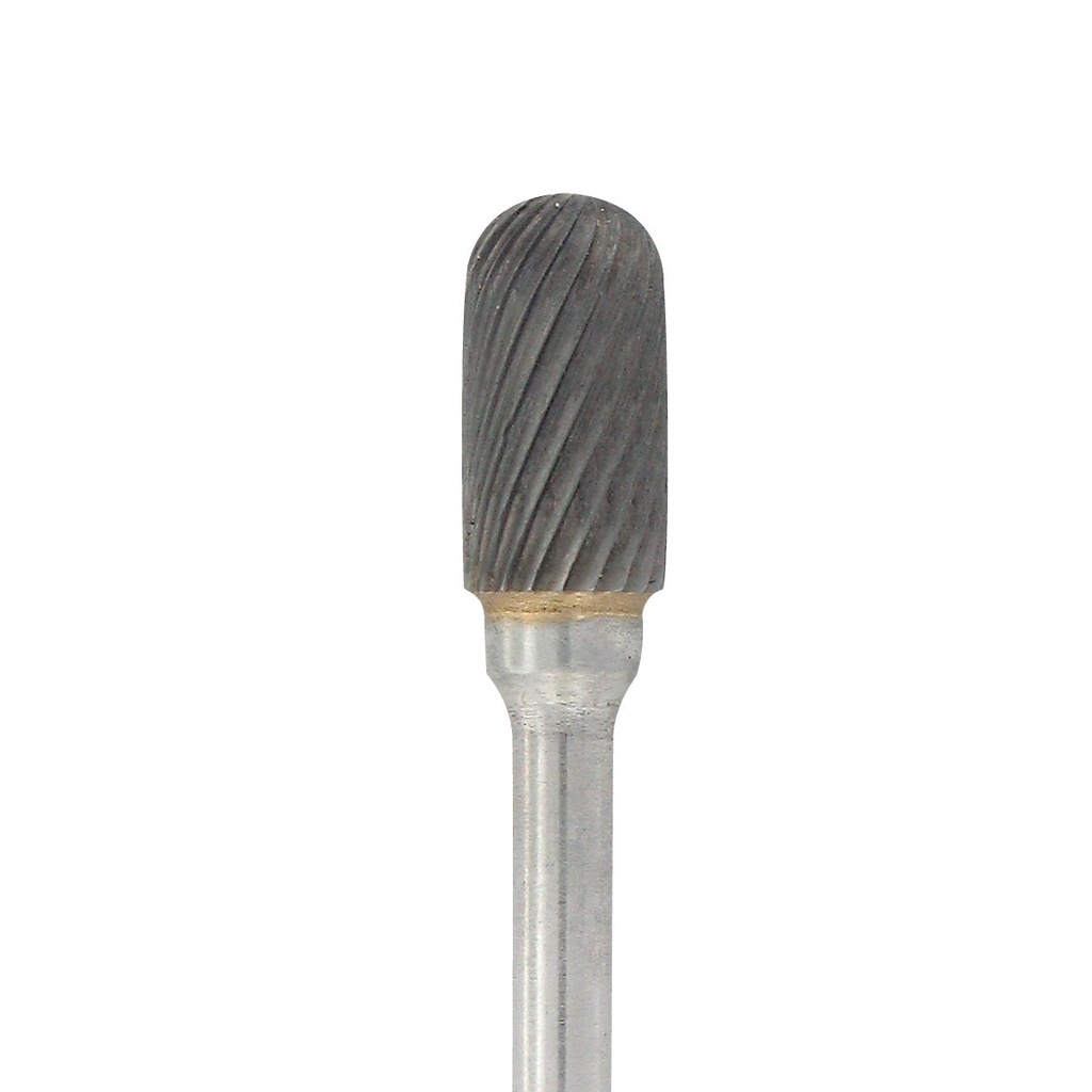 Carbide Head Burs - 1/8" Shank, 1/4" x 1/2" Plain Cut, Rounded Cylinder