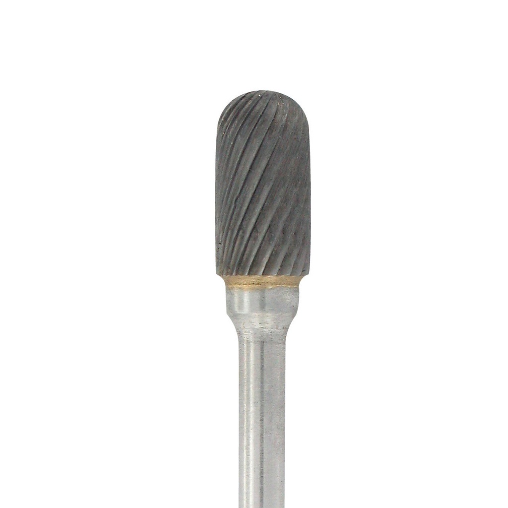Carbide Head Burs - 1/8" Shank, 1/4" x 1/2" Double Cut, Rounded Cylinder