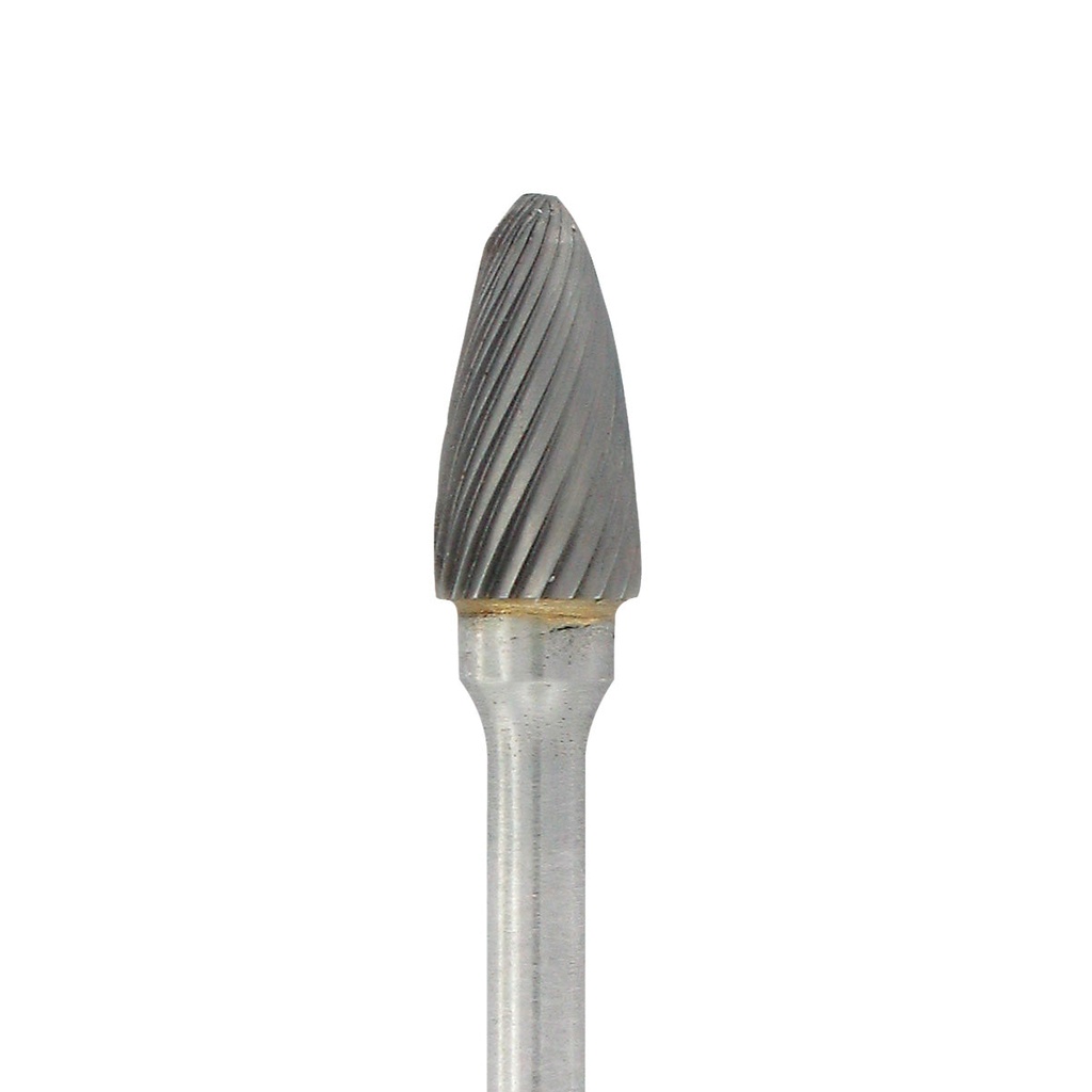 Carbide Head Burs - 1/8" Shank, 1/4" x 1/2" Plain Cut, Bullet