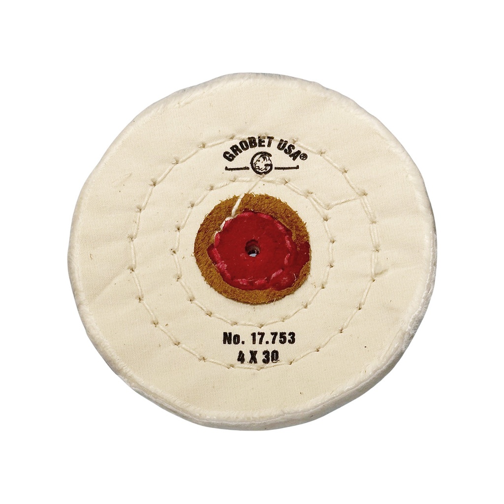 [140-2901] Grobet USA® White Muslin Buff - 4"x30 Ply, Stitched