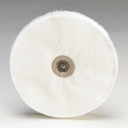 Loose White Muslin Buff - Leather Center, 4" x 50 Ply