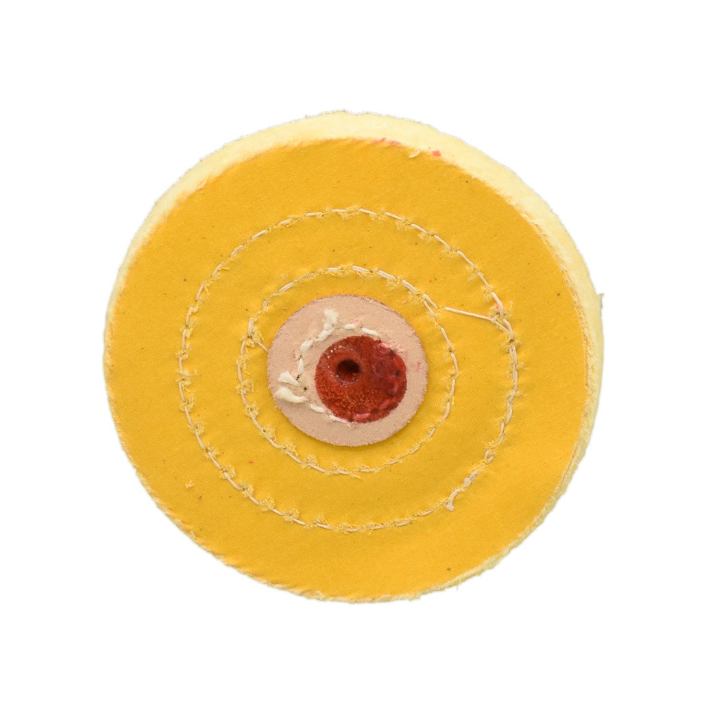 [141-2500] Yellow Stitched 5" x 45 Ply Muslin Buff