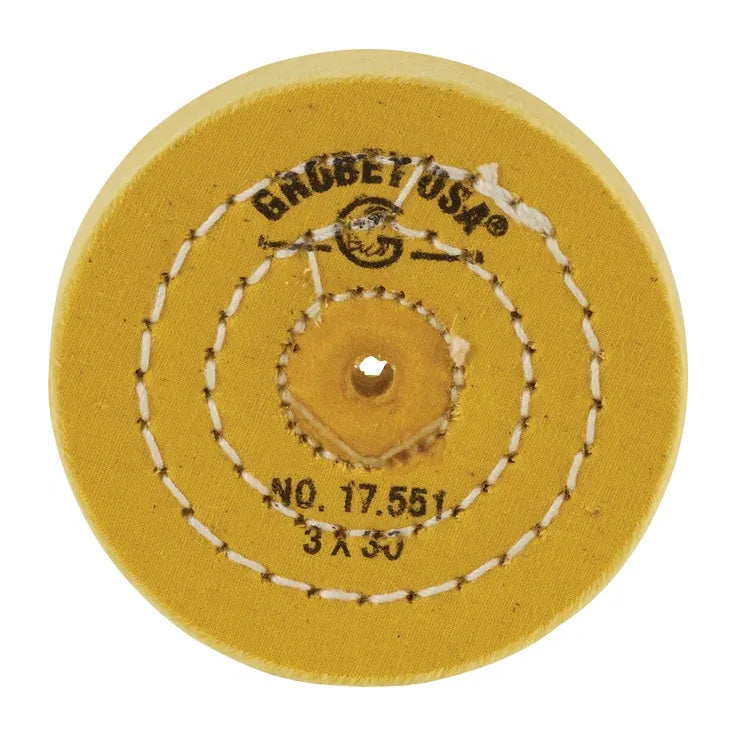 Grobet USA® Yellow Muslin Buff - 3"x30 Ply Stitched