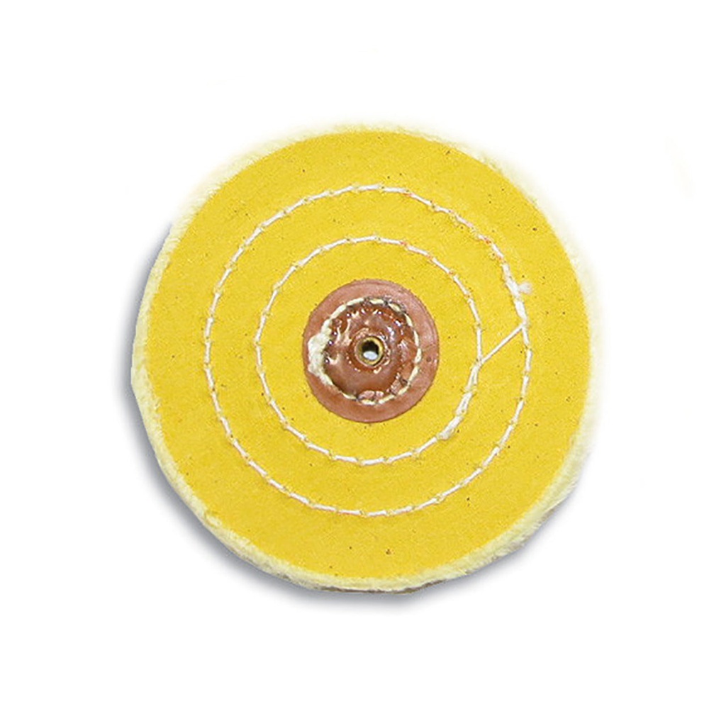 Grobet USA® Yellow Muslin Buff - 4"x50 Ply Stitched