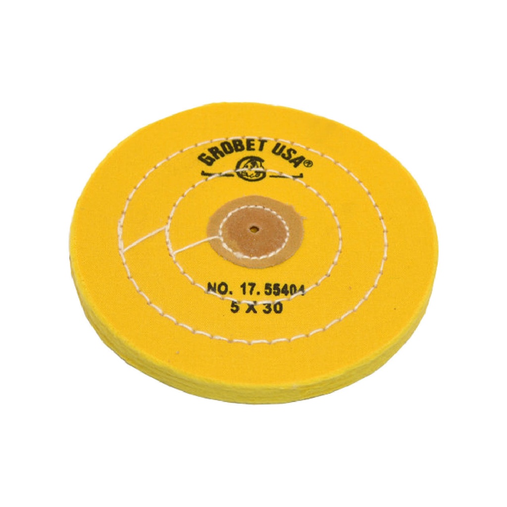 Grobet USA® Yellow Muslin Buff - 5"x30 Ply Stitched