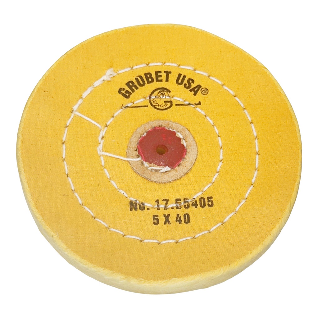 Grobet USA® Yellow Muslin Buff - 5"x40 Ply Stitched