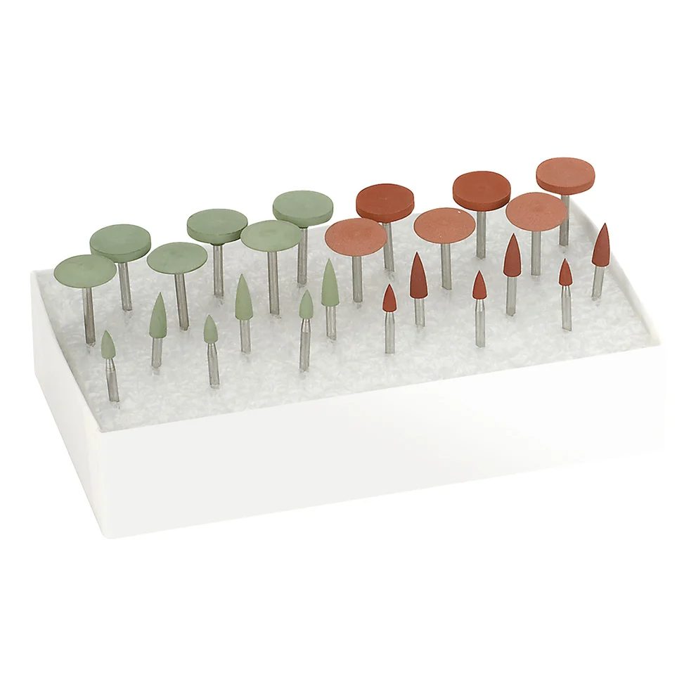 [145-1100] EVE® Poly Polishers EVEFLEX Reddish Brown & Green Set of Wheels & Points