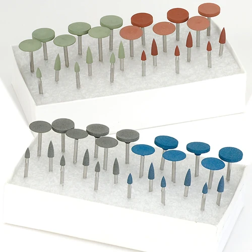 [145-1100] EVE® Poly Polishers EVEFLEX Reddish Brown & Green Set of Wheels & Points