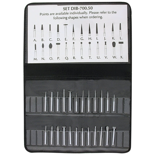 [226-1630] High-Speed Diamond Bur Set, 1/16" Shanks - Set of 24, Fine
