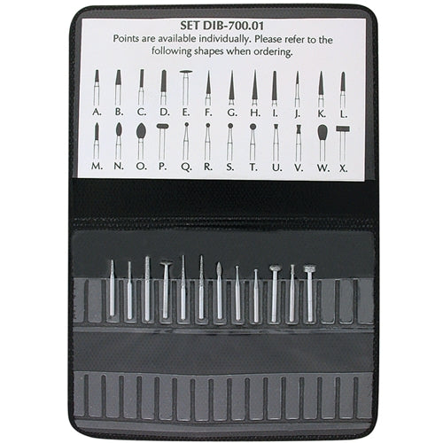 High-Speed Diamond Bur Set, 1/16" Shanks - Set of 12, Fine