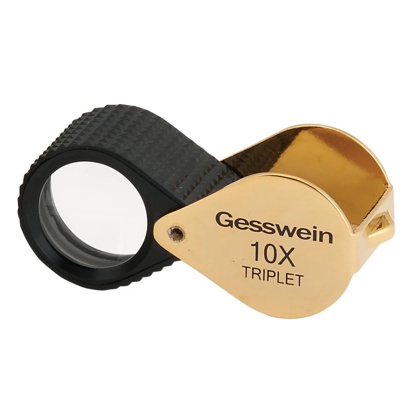 [272-4060] 10X Triplet Loupe with Rubber Grip - Gold