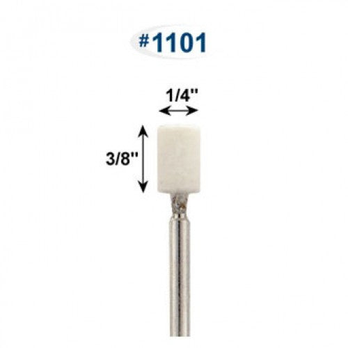 [289-1100] Mounted Felt Bobs, Cylinders - 1/8" Shank - 1100 Soft  (Pkg. of 12)
