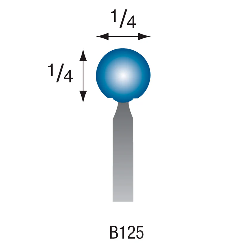 [305-1253] B125 Blue Mounted Points 3mm Shank (Pkg of 24)