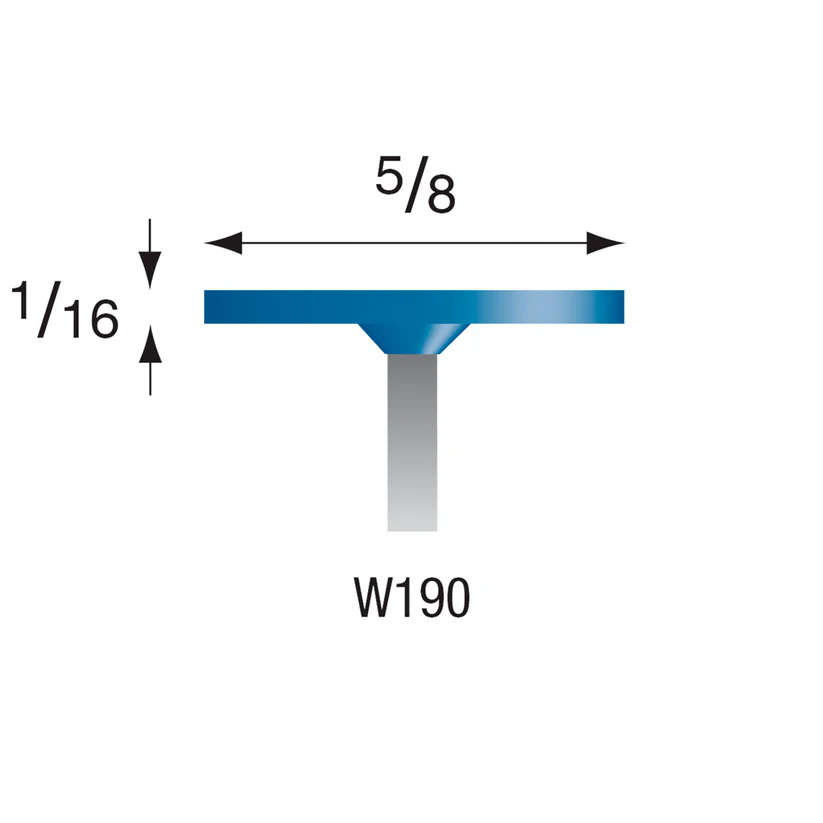 [305-1900] W190 Blue Mounted Points 1/8" Shank (Pkg of 24)