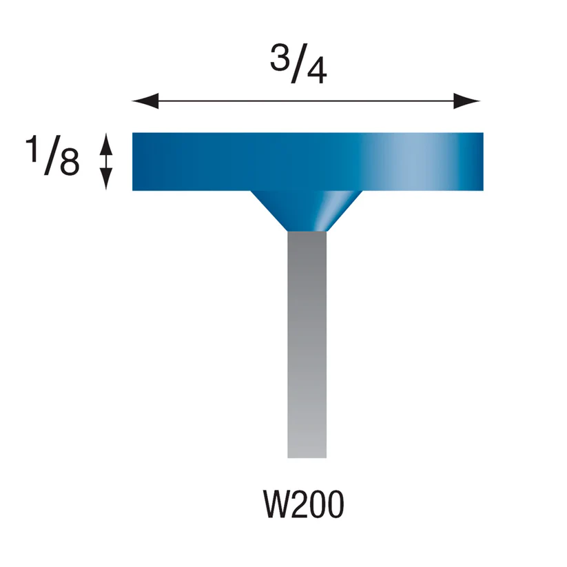 [305-2000] W200 Blue Mounted Points 1/8" Shank (Pkg of 24)