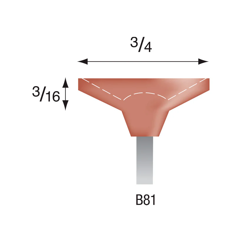 B81 Red Mounted Points 1/8" Shank (Pkg of 24)