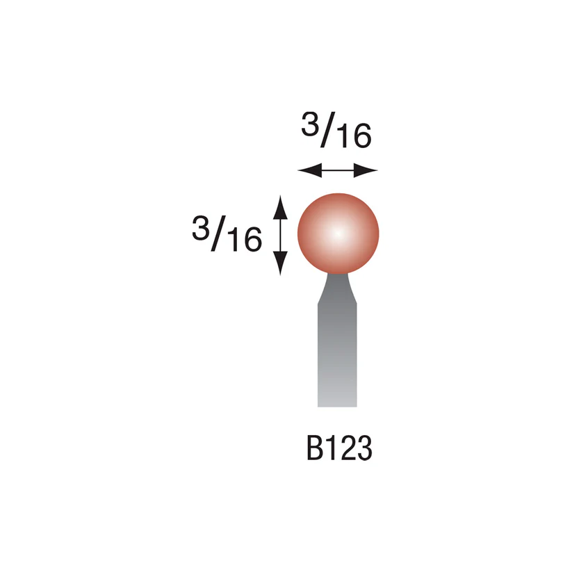 B123 Red Mounted Points 1/8" Shank (Pkg of 24)