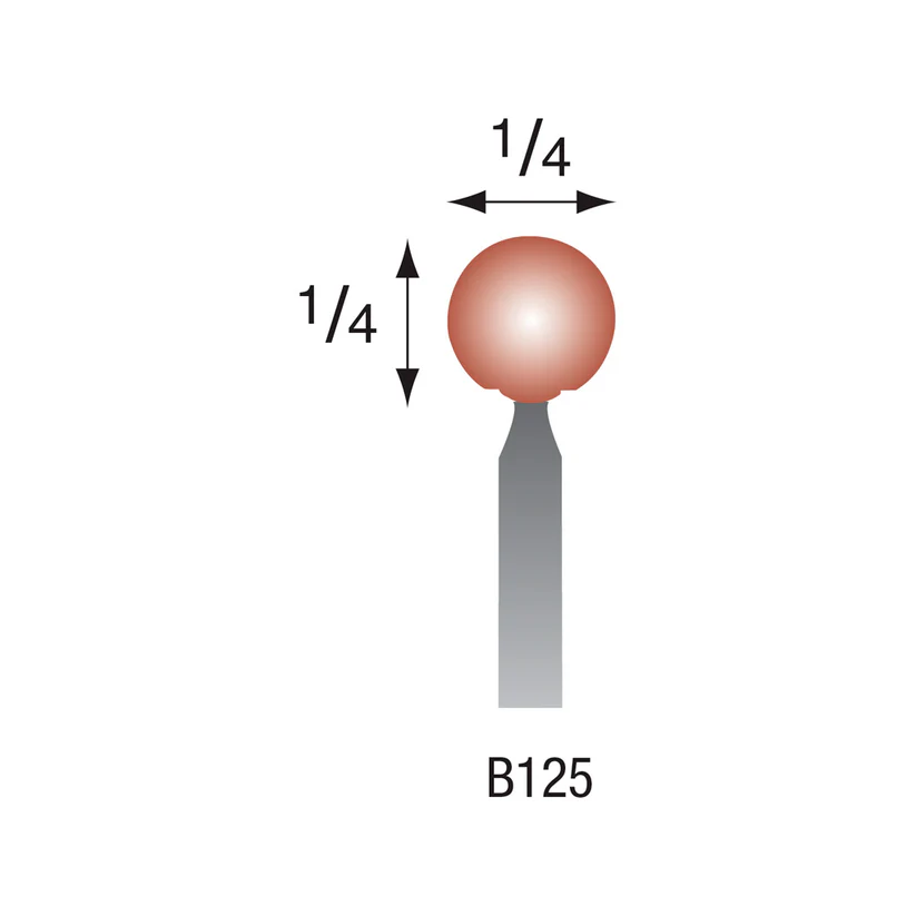 B125 Red Mounted Points 3mm Shank (Pkg of 24)