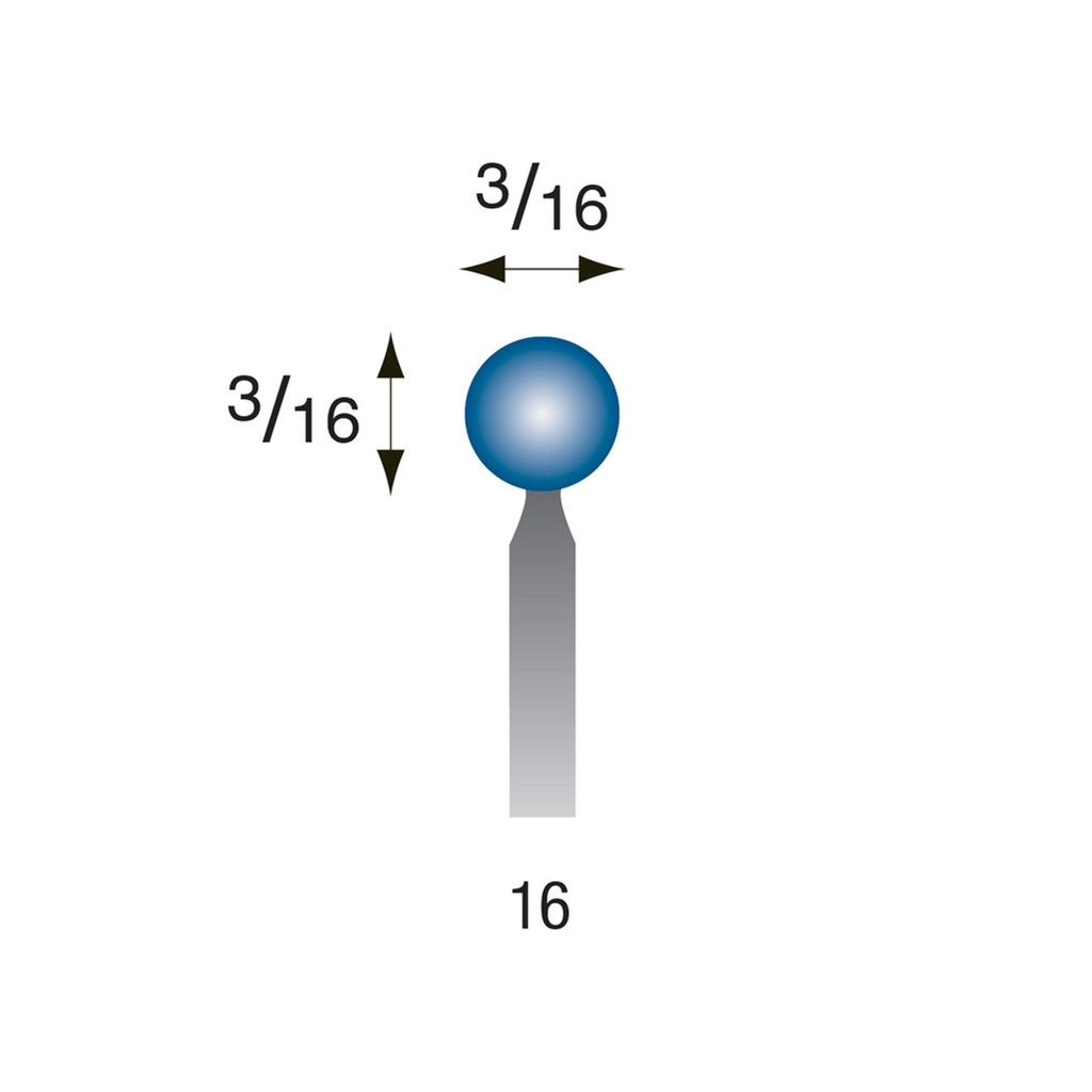 [315-0160] #16 Blue Mounted Points 3/32" Shank (Pkg of 24)