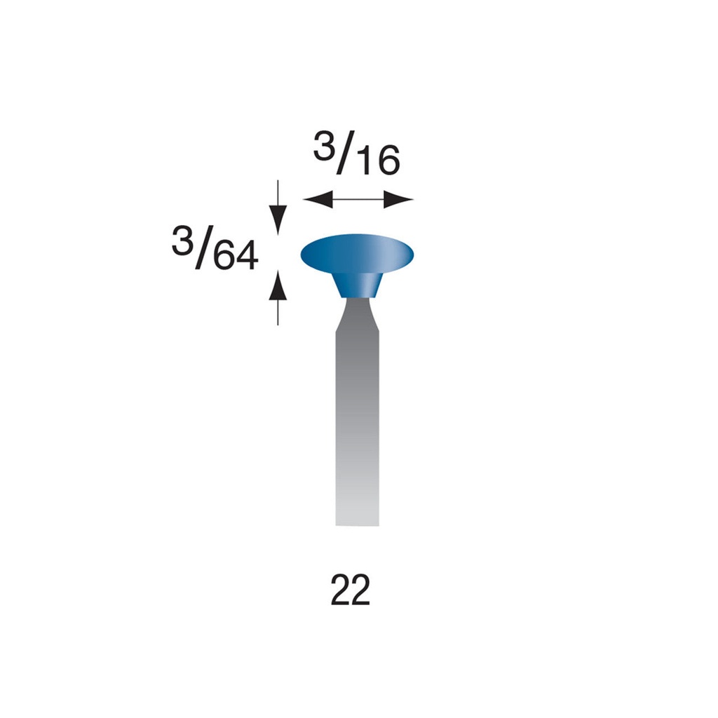 [315-0220] #22 Blue Mounted Points 3/32" Shank (Pkg of 24)