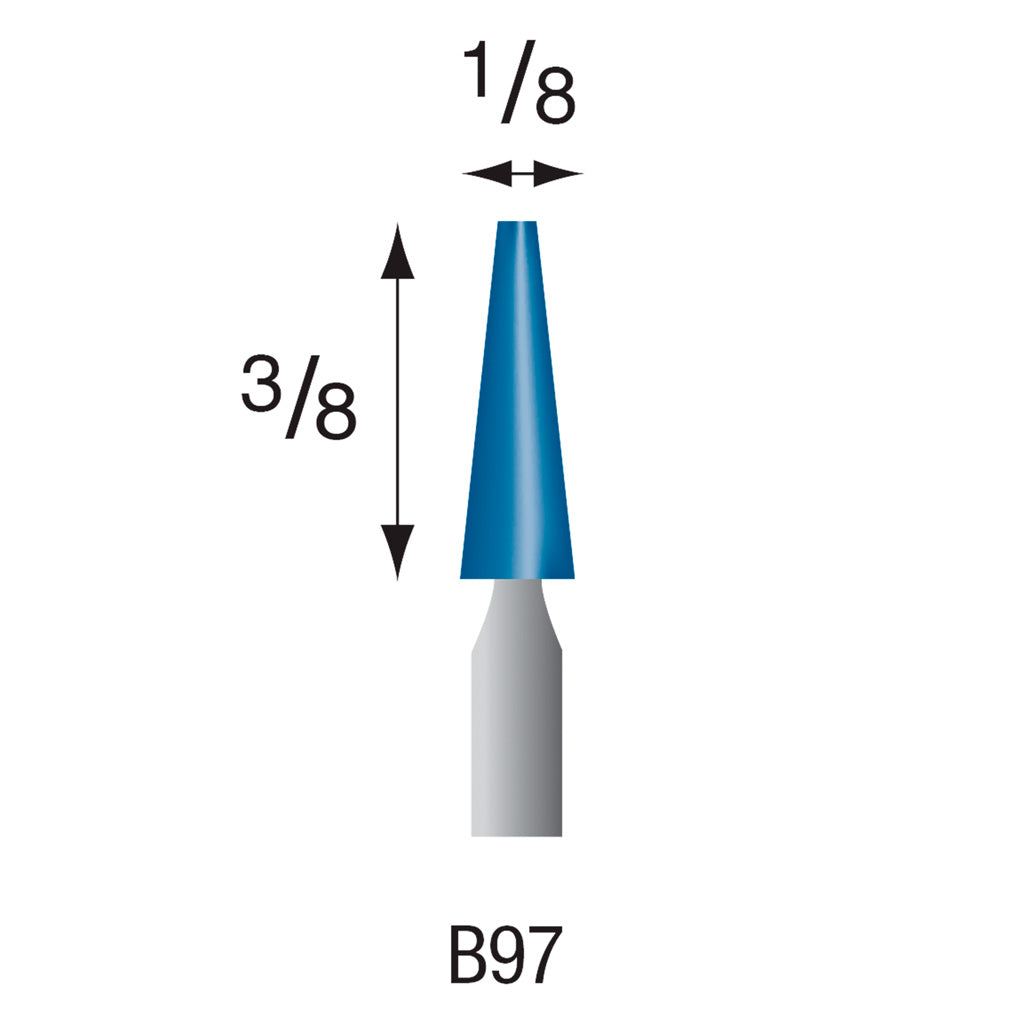 [317-0970] B97 Blue Mounted Points 3mm Shank (Pkg of 200)