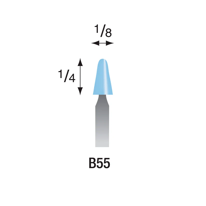 B55 Light Blue Mounted Points 3mm Shank (Pkg of 24)
