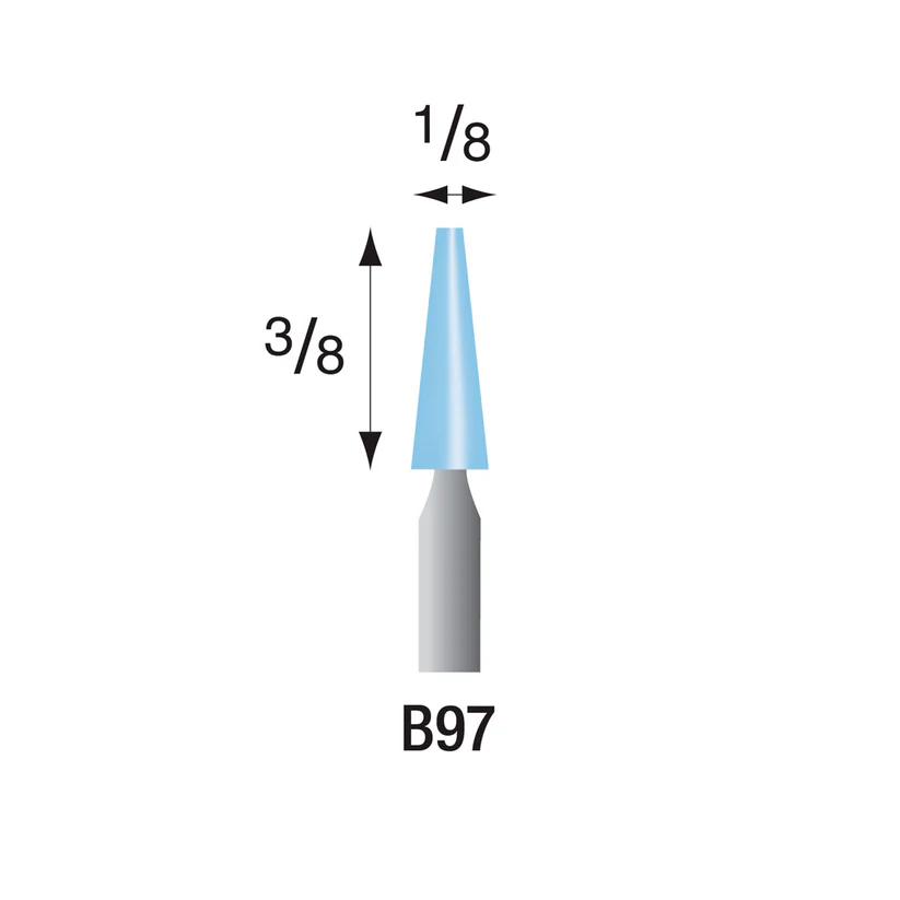 B97 Light Blue Mounted Points 3mm Shank (Pkg of 24)