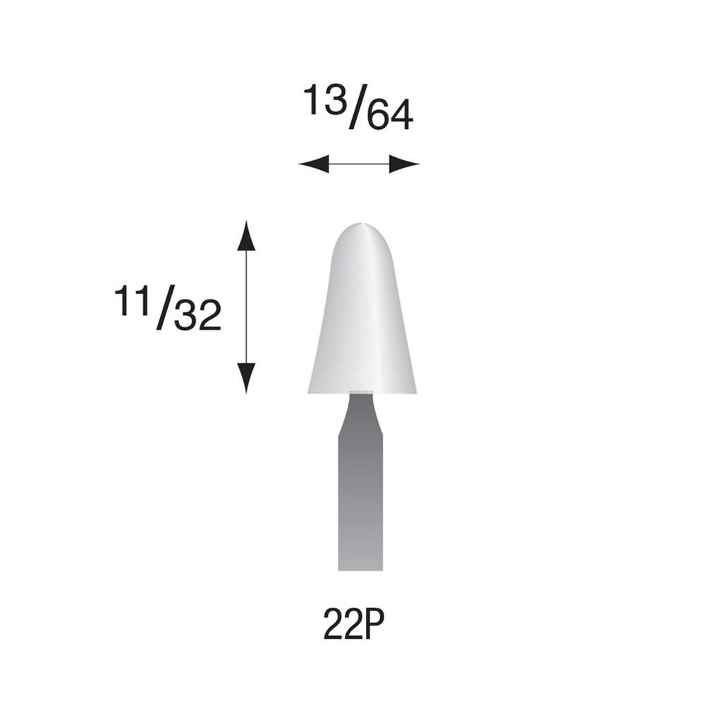 [325-0220] 22P White Mounted Points 3/32" Shank (Pkg of 24)