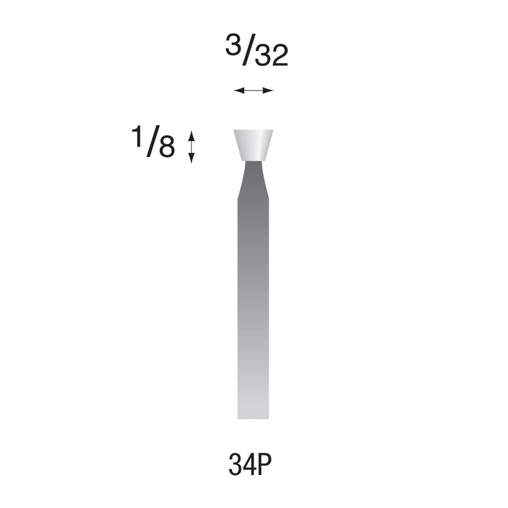 [325-0340] 34P White Mounted Points 3/32" Shank (Pkg of 24)