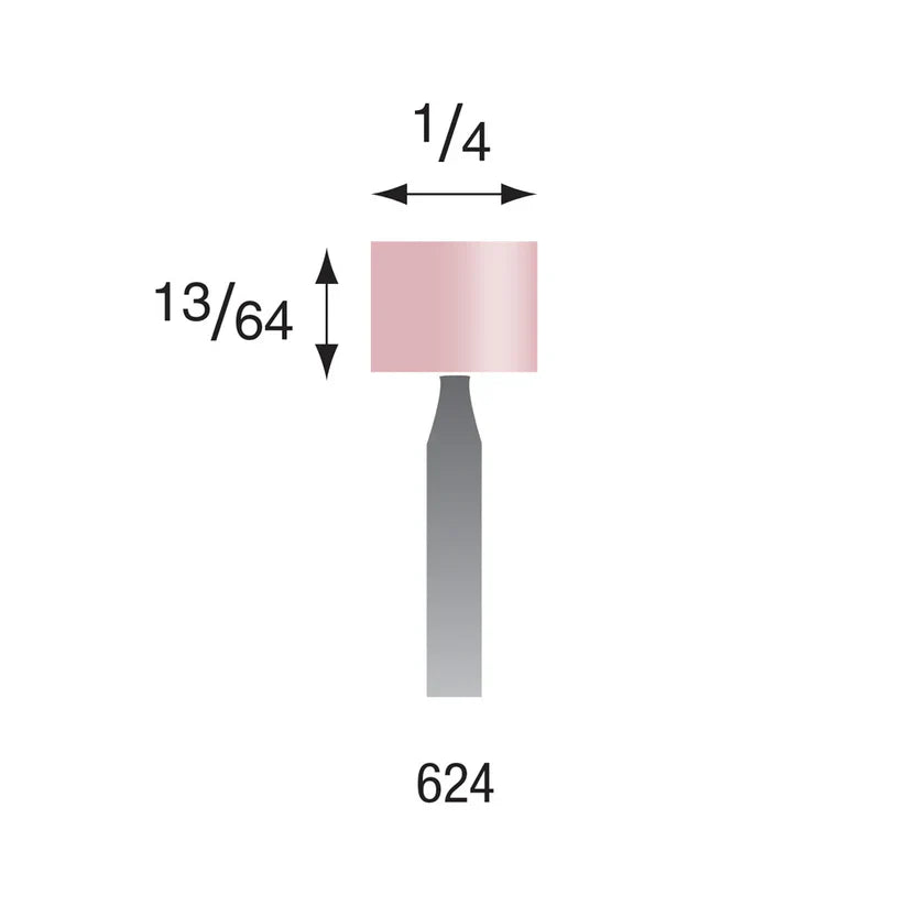 [330-1342] Busch® #624 Pink Polishing Points 3/32" Shank (Pkg. of 6)