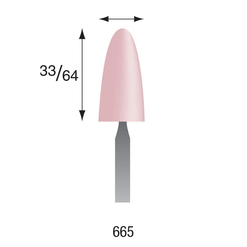 [330-1382] Busch® #665 Pink Polishing Points 3/32" Shank (Pkg. of 6)