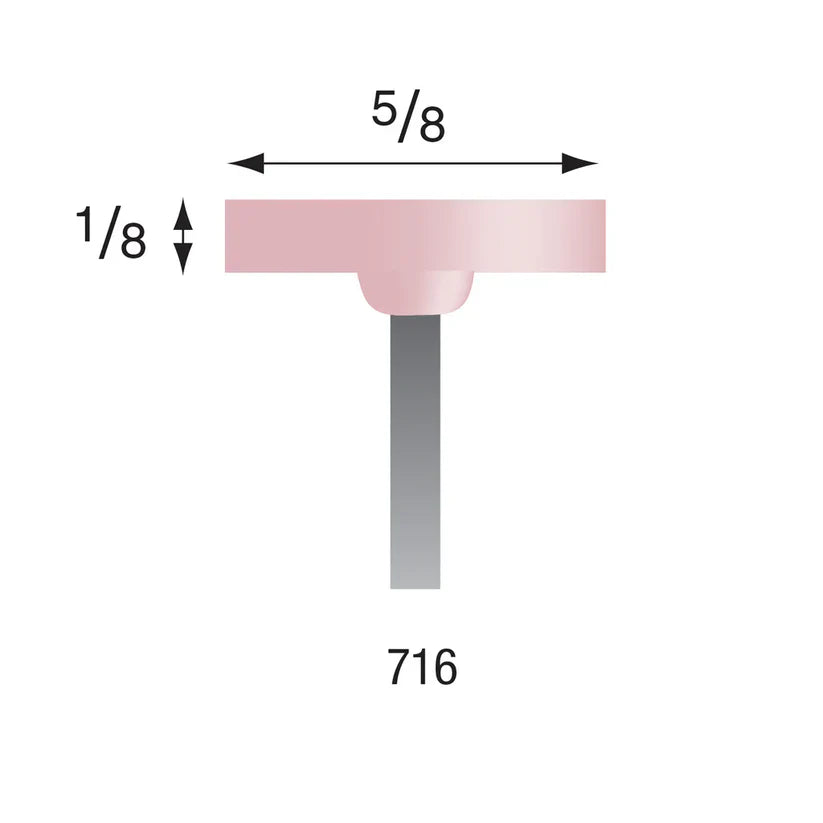 Busch® #716 Pink Polishing Points 3/32" Shank (Pkg. of 6)