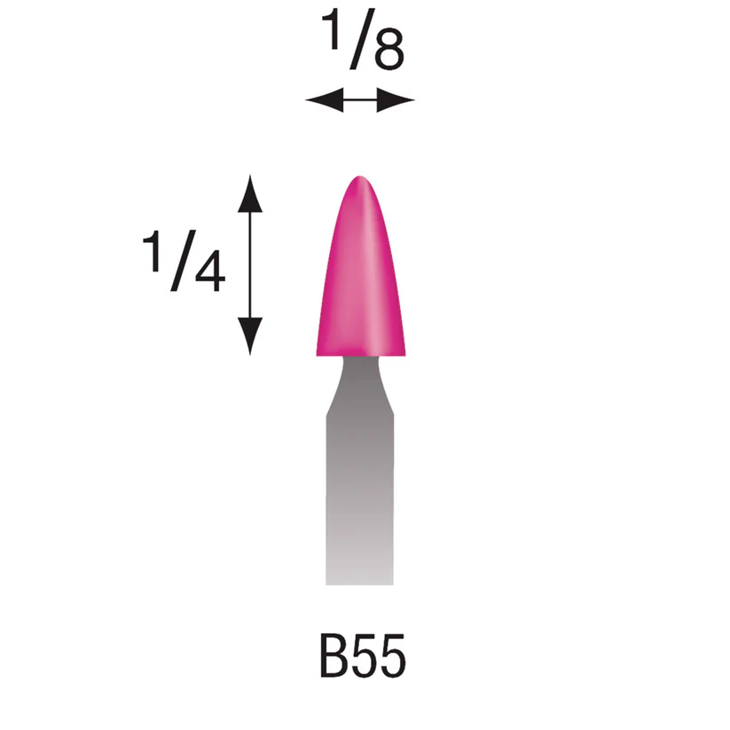 B55 Pink Mounted Points 1/8" Shank (Pkg of 24)