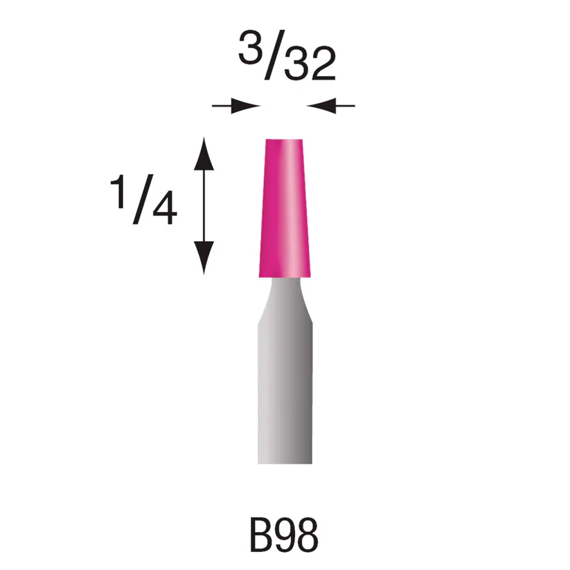 B98 Pink Mounted Points 3mm Shank (Pkg of 24)