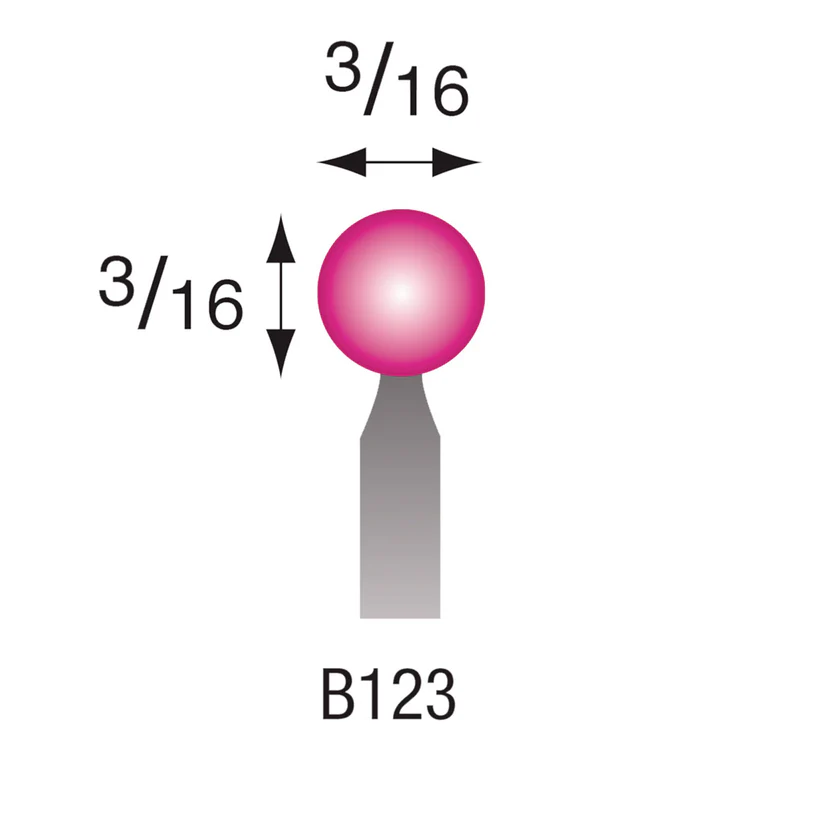 B123 Pink Mounted Points 3mm Shank (Pkg of 24)
