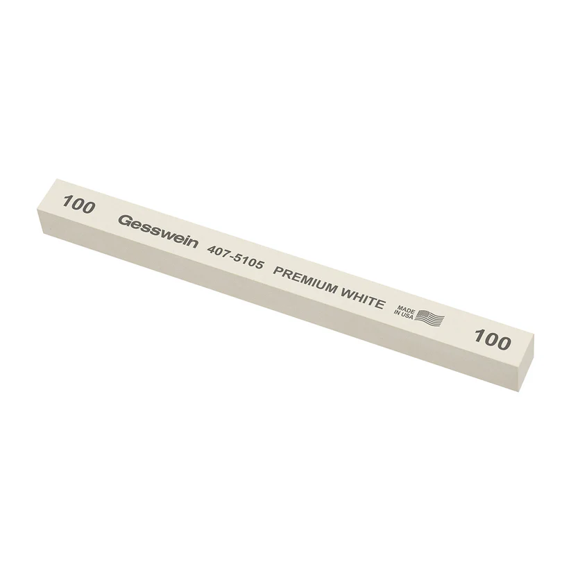 [407-5105] Gesswein® Premium White Stones - 1/2" x 1/2" x 6", 100 Grit  (Pkg. of 6)