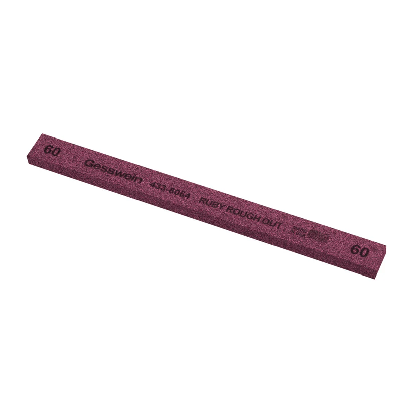 [433-8064] Gesswein® Ruby Rough Out Stone - 1/2" x 1/4" x 6", 60 Grit  (Pkg. of 12)