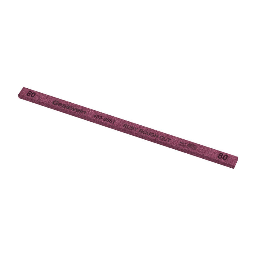 [433-8081] Gesswein® Ruby Rough Out Stone - 1/4" x 1/8" x 6", 80 Grit  (Pkg. of 12)