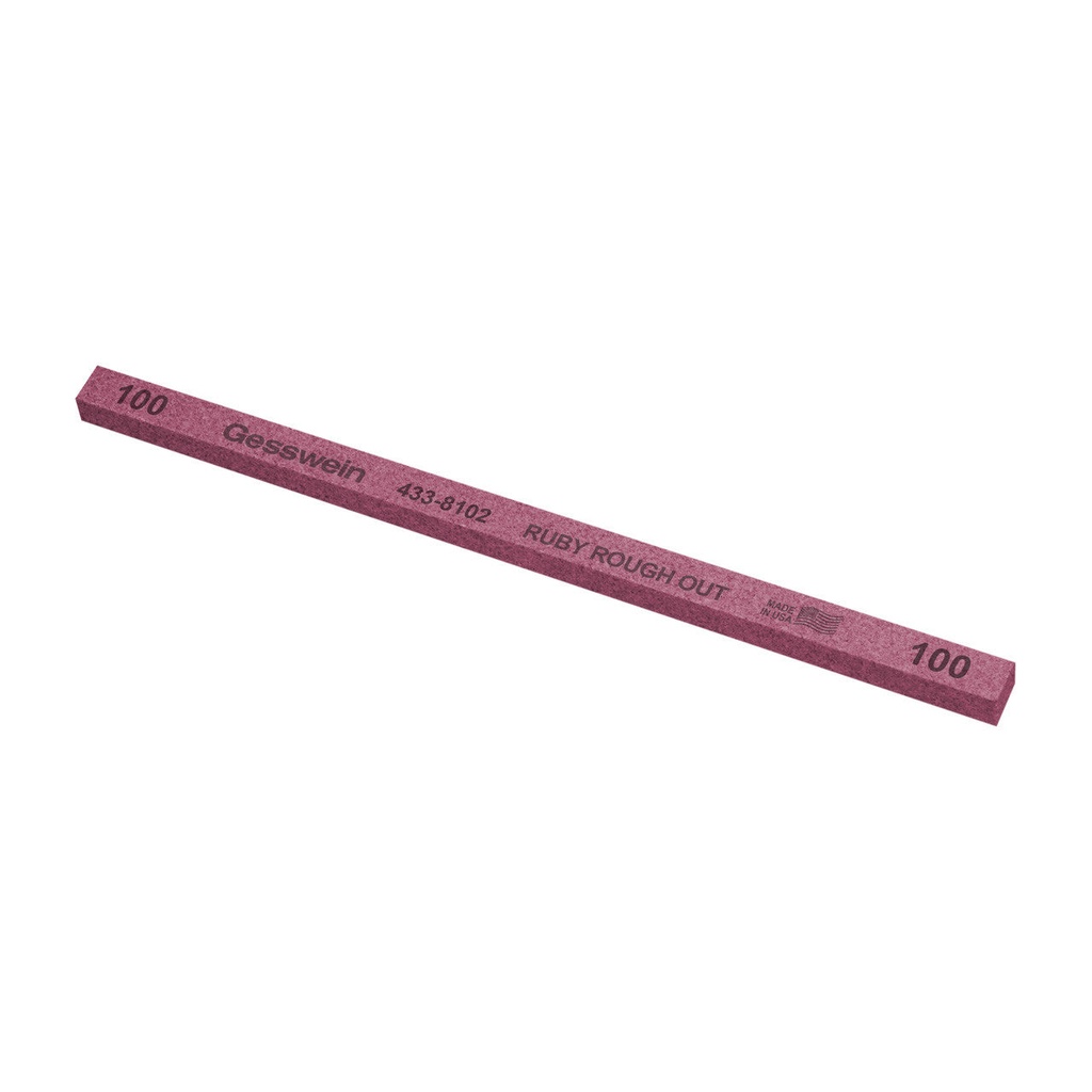 [433-8102] Gesswein® Ruby Rough Out Stone - 1/4" x 1/4" x 6", 100 Grit  (Pkg. of 12)