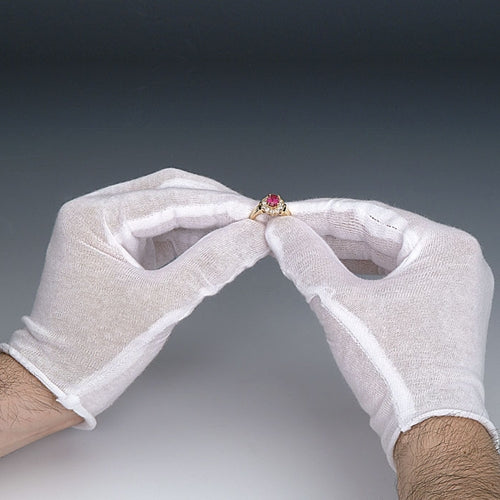 White Cotton Gloves - Medium- Light Weight (1 dozen pairs)