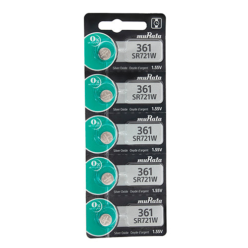 Sony® Murata Silver Oxide Watch Batteries - 361  (Pkg. of 5)