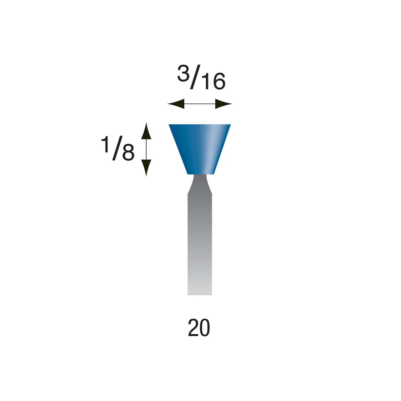 Blue Mounted Points, 3/32" Shank - #20 (Box of 12)