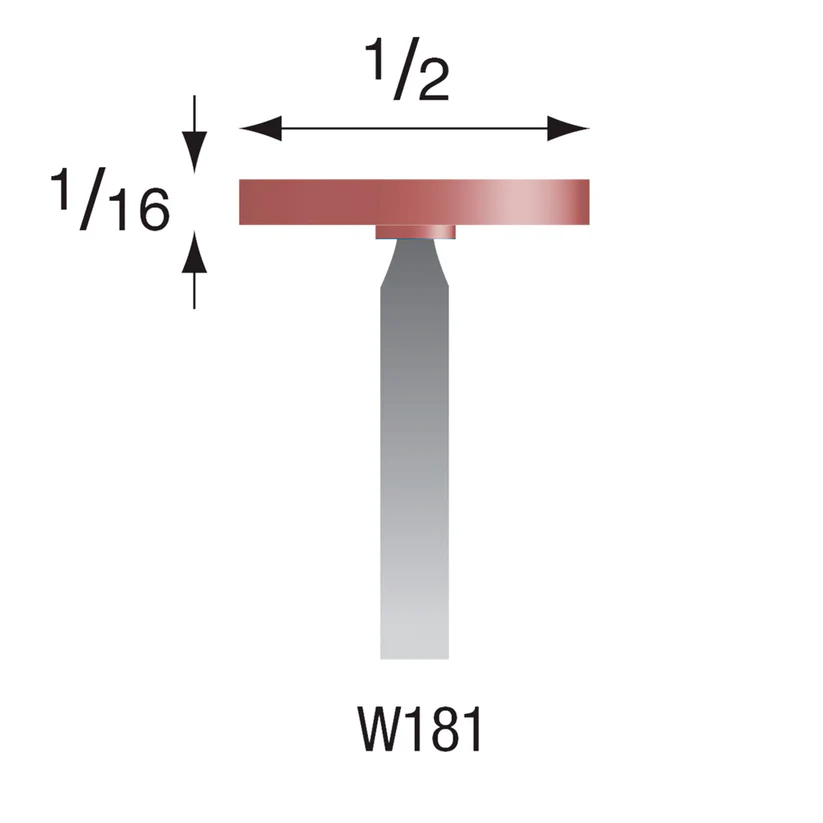 Red Mounted Points, 1/8" Shank - W181, Box of 12