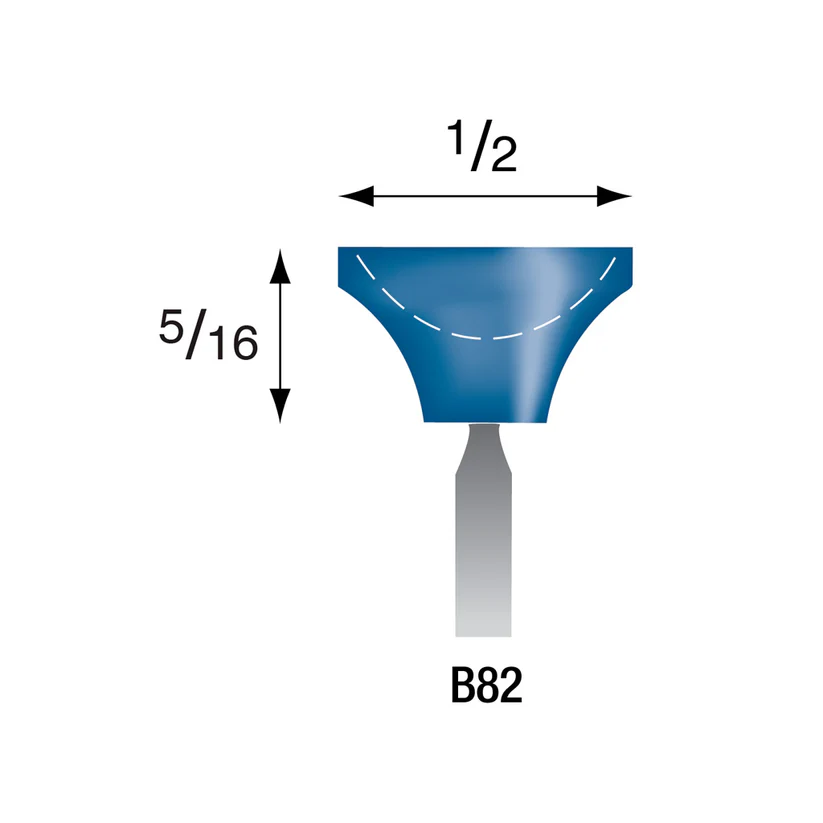 Blue Mounted Points, 1/8" Shank - B82, Box of 12